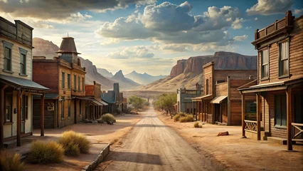  Vintage retro styled image of a small town in the desert. © Ajay