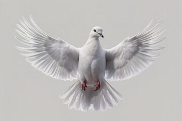 A free flying white dove isolated on transparent background - Generative AI