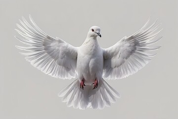 Fototapeta premium A free flying white dove isolated on transparent background - Generative AI