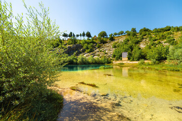 Fototapeta premium The source of the Cetina river in Croatia, beautiful blue water.