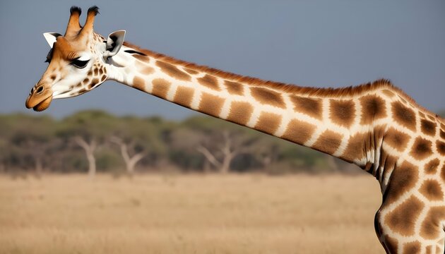 A Giraffe With Its Neck Stretched Out Reaching