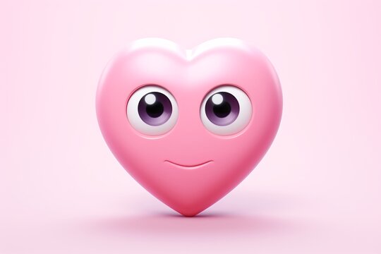 a pink heart with big eyes