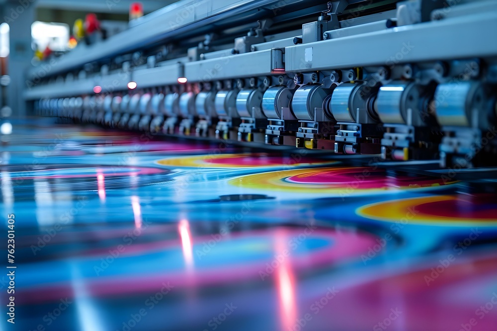 Poster modern digital printer at work creating large format print jobs centered professional photo copy spa