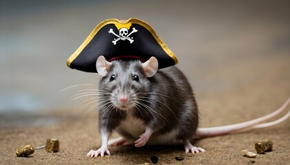 A Rat Wearing A Pirate Hat Searching For Treasure