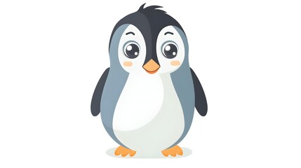 Obraz premium illustration of cute little baby penguin isolated on white. Animal clipart in flat style. 