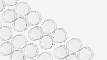 Empty Petri dish. On a Empty background. Bright sunlight. Deep shadows. Contrast. Laboratory. Petri dishes.