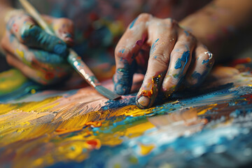 a person's hands engaged in a creative hobby such as painting or crafting