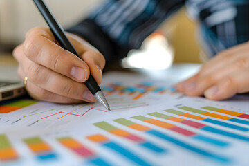 a person's hands conducting financial modeling and scenario analysis to assess the potential impact of strategic decisions on business performance