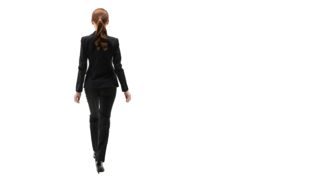 Rear view of young beautiful businesswoman. PNG file of isolated cutout object on transparent background.