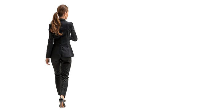 Rear view of young beautiful businesswoman. PNG file of isolated cutout object on transparent background. - Powered by Adobe