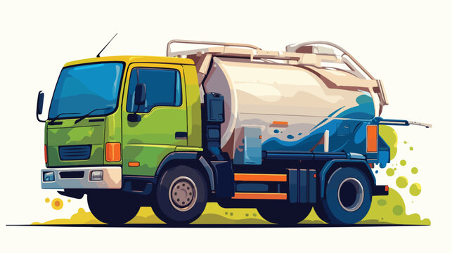 The truck for potable water delivery flat vector 