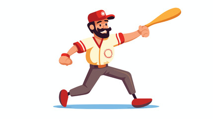 Toon character baseball flat vector 