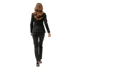Rear view of young beautiful businesswoman. PNG file of isolated cutout object on transparent background.