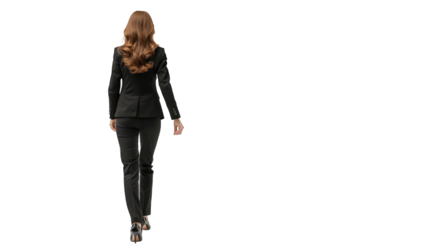 Rear view of young beautiful businesswoman. PNG file of isolated cutout object on transparent background. - Powered by Adobe