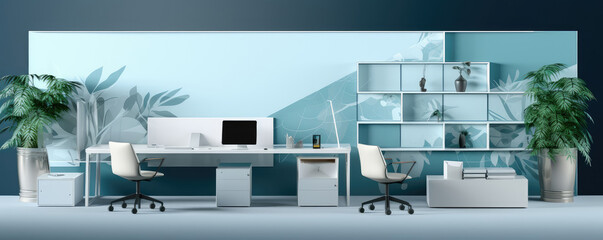 Sleek Modern Office Interior with Panoramic View