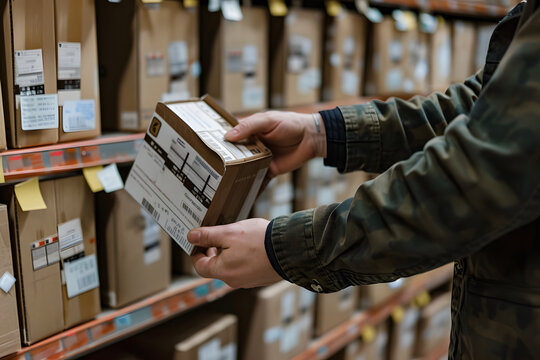 a person's hands conducting inventory audits and stocktaking procedures to reconcile physical inventory levels with recorded data in business warehouses