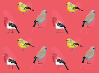 Bird Rosefinch Citril Finch Cute Seamless Wallpaper Background