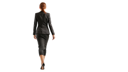 Rear view of young beautiful businesswoman. PNG file of isolated cutout object on transparent background.