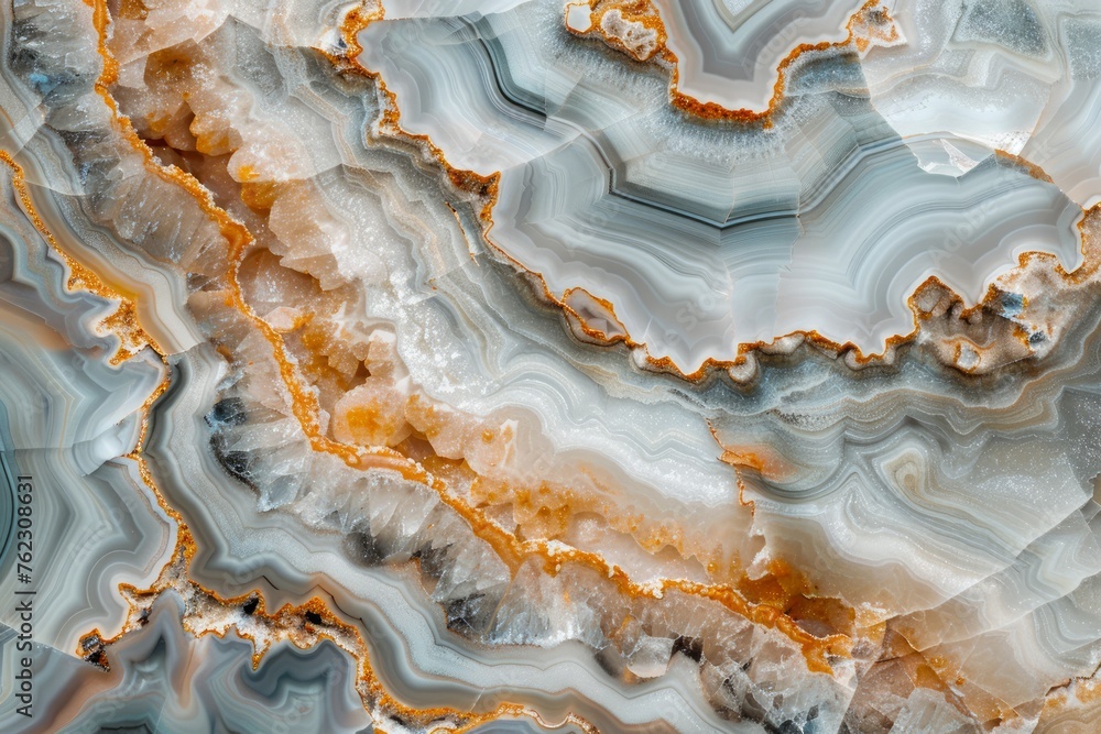 Poster intricate natural patterns of blue and brown agate stone - high resolution geological texture backgr