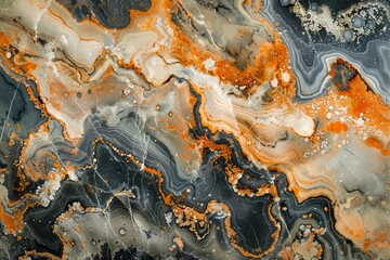Obraz na płótnie Canvas Stunning Abstract Orange and Black Marble Texture for Elegant Background or Artistic Design