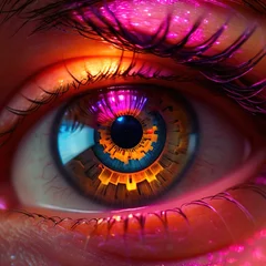 Tuinposter Closeup of eye with retinal scan for optical cybersecurity login technology © Kheng Guan Toh