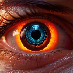 Schilderijen op glas Closeup of eye with retinal scan for optical cybersecurity login technology © Kheng Guan Toh