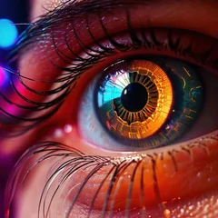 Deurstickers Closeup of eye with retinal scan for optical cybersecurity login technology © Kheng Guan Toh