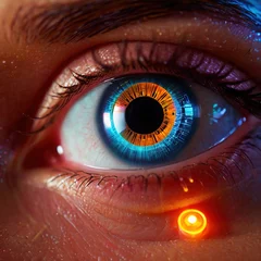 Foto op Plexiglas Closeup of eye with retinal scan for optical cybersecurity login technology © Kheng Guan Toh
