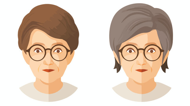 Woman old fat avatar icon image flat vector 