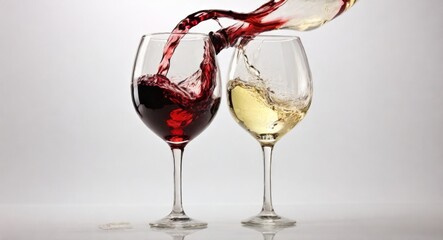 Red and white wine splash diagonal - obrazy, fototapety, plakaty