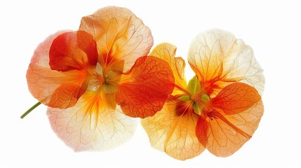 Autumn nasturtium flowers isolated on white background.