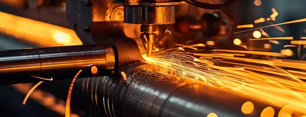 Fotobehang Precision Metal Fabrication with Sparks Flying © evening_tao