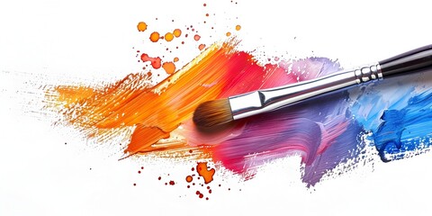 dynamic and expressive paintbrush stroke against a vibrant, colorful backdrop
