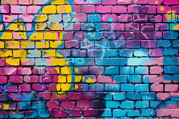 Lebendige Urbanität: Bunte Graffiti-Kunst auf einer Backsteinwand