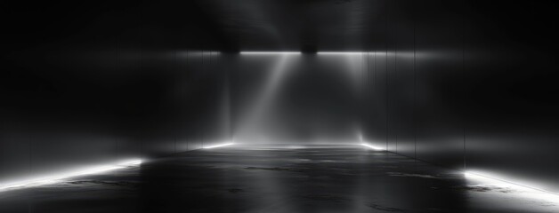 Futuristic Stage Lights in Dark Room