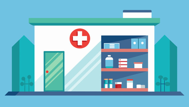 Inside a hospital a compact pharmacy nestled in a corner providing convenience and efficiency for patients to pick up their medications after