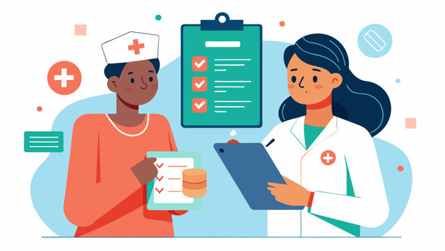A triage nurse carefully evaluating a patients vital signs and symptoms making quick and accurate decisions on the appropriate level of care