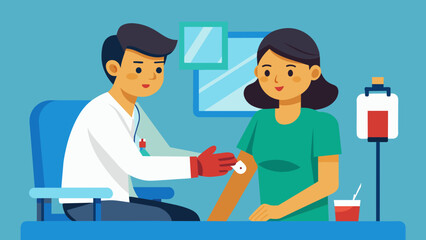 Fototapeta premium A skilled phlebotomist gently drawing from a patients arm a vital step in detecting and treating critical conditions.
