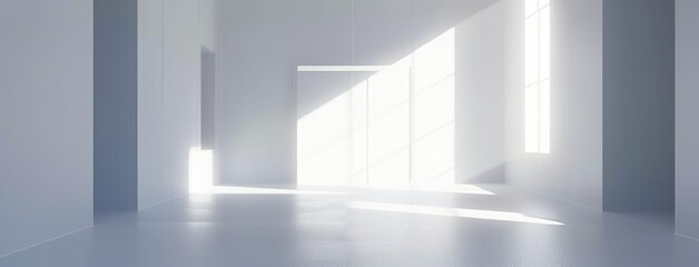 Modern Minimalist White Room with Sunlight
