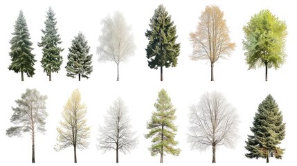 Variety of Trees in Different Seasonal States