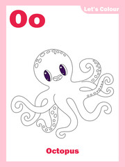 Vector illustration Alphabet A-Z Tracing and colour Worksheet, Exercises for kids - outline