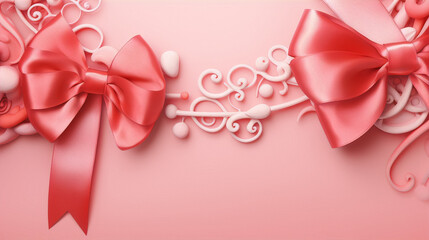 3D,rendering,of,pink,ribbons,and,swirls,on,a,pink,background