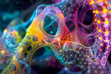 Fraktale Geometrie in Neonfarben: Kreative Illustration abstrakter Muster © Lake Stylez