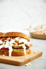 Sandwich pollo en salsa