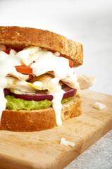 Sandwich de pollo en detalle