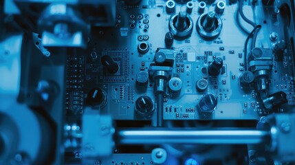 Fototapeta premium High-Tech Electronic Circuit Board with Blue Tones