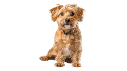 Cute, happy dog headshot smiling on a bright, PNG file of isolated cutout object on transparent background.
