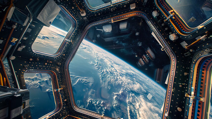 beauty of earth seen from spaceflight window.