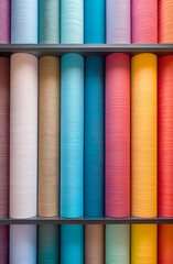 Multicolored solid color rolls of wallpaper. Pastel colors