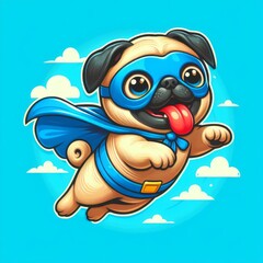 funny cartoon Pug dog
